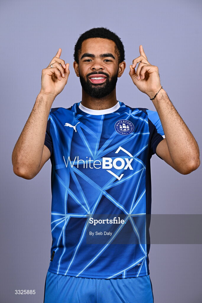 21 January 2026; Trae Coyle during a Waterford FC squad portraits session at the SETU Arena in Carriganore, Waterford. Photo by Seb Daly/Sportsfile