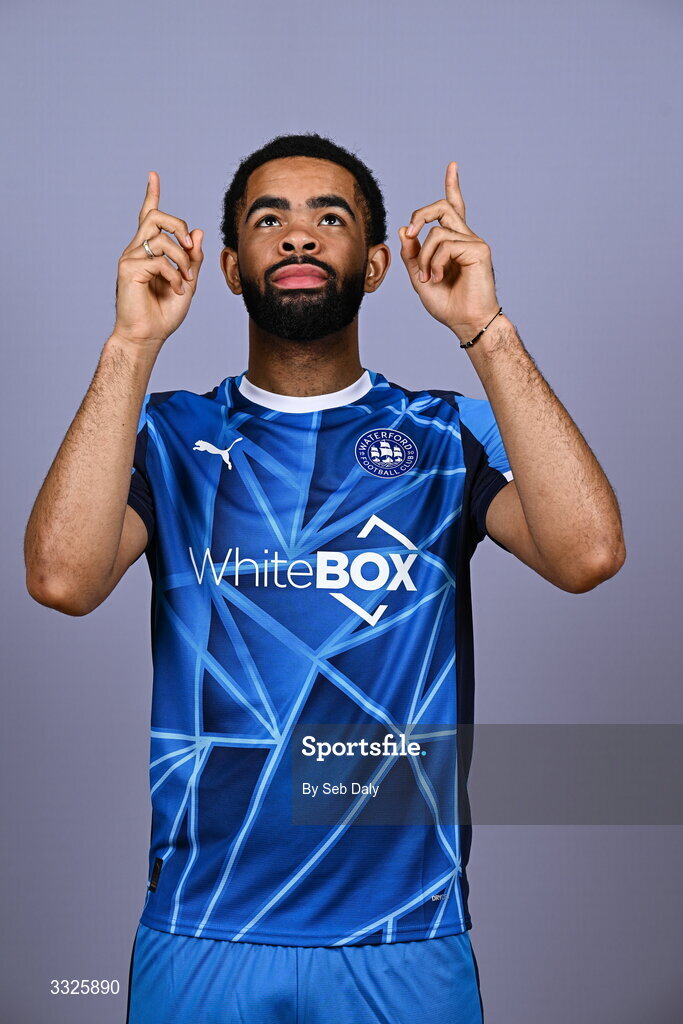 21 January 2026; Trae Coyle during a Waterford FC squad portraits session at the SETU Arena in Carriganore, Waterford. Photo by Seb Daly/Sportsfile