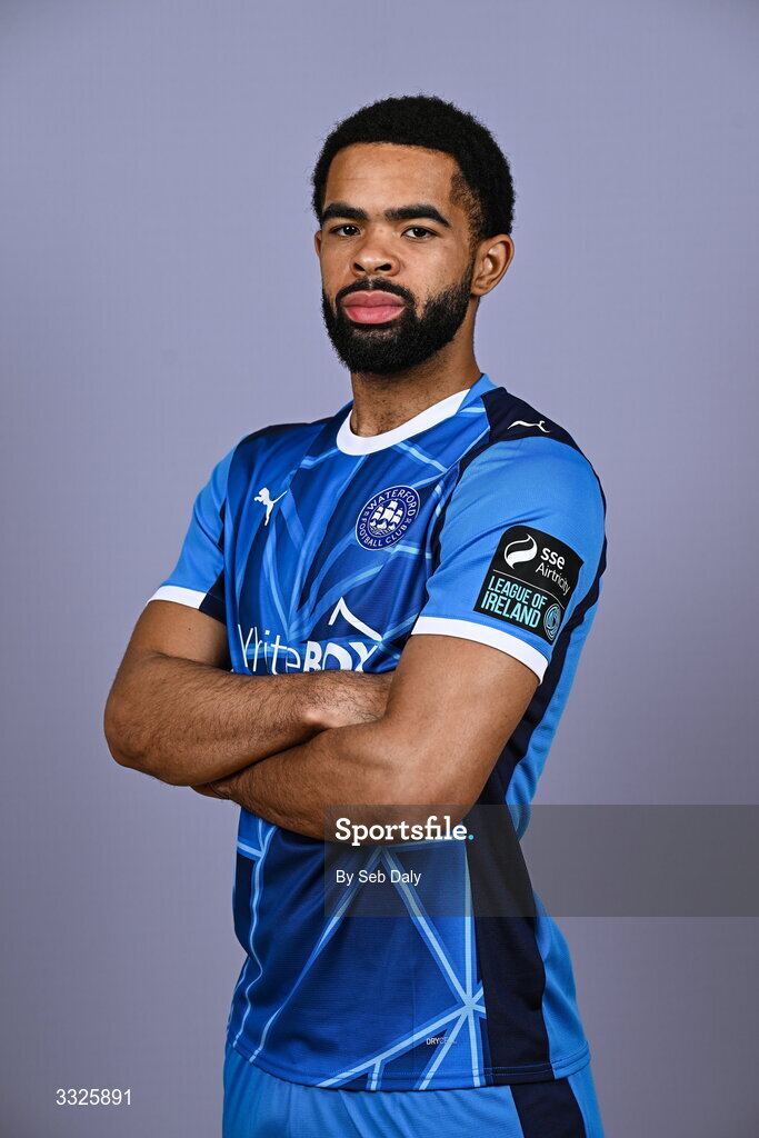 21 January 2026; Trae Coyle during a Waterford FC squad portraits session at the SETU Arena in Carriganore, Waterford. Photo by Seb Daly/Sportsfile