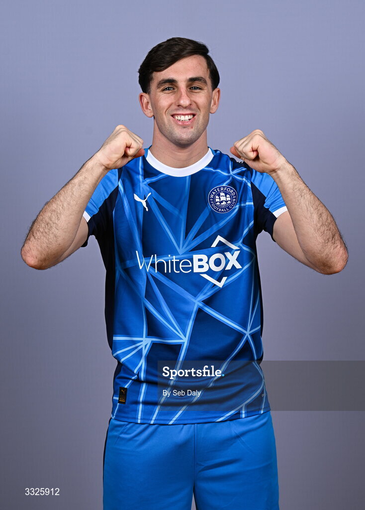 21 January 2026; Dean McMenamy during a Waterford FC squad portraits session at the SETU Arena in Carriganore, Waterford. Photo by Seb Daly/Sportsfile