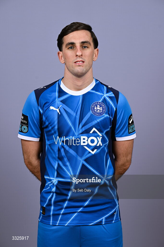 21 January 2026; Dean McMenamy during a Waterford FC squad portraits session at the SETU Arena in Carriganore, Waterford. Photo by Seb Daly/Sportsfile