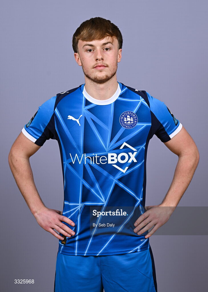 21 January 2026; Adam Coyne during a Waterford FC squad portraits session at the SETU Arena in Carriganore, Waterford. Photo by Seb Daly/Sportsfile