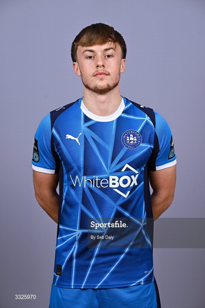 21 January 2026; Adam Coyne during a Waterford FC squad portraits session at the SETU Arena in Carriganore, Waterford. Photo by Seb Daly/Sportsfile