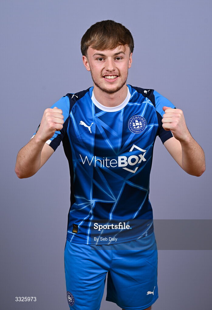 21 January 2026; Adam Coyne during a Waterford FC squad portraits session at the SETU Arena in Carriganore, Waterford. Photo by Seb Daly/Sportsfile