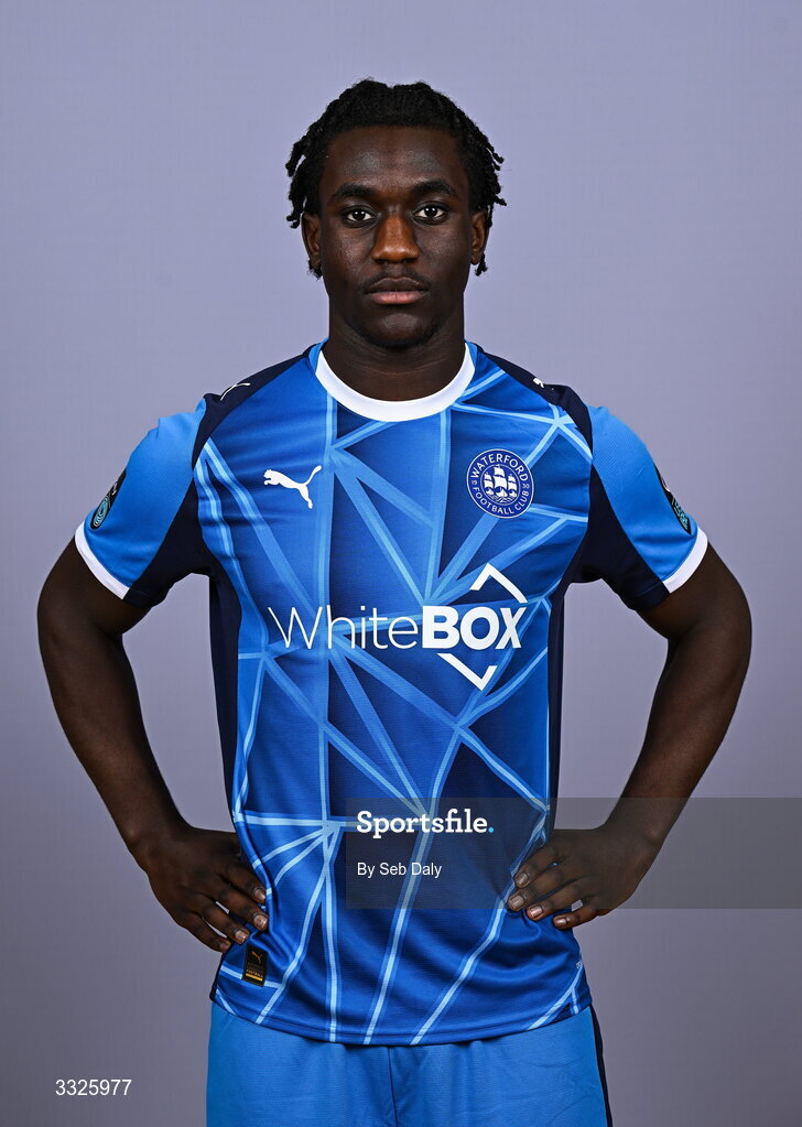 21 January 2026; Mo Oladiti during a Waterford FC squad portraits session at the SETU Arena in Carriganore, Waterford. Photo by Seb Daly/Sportsfile