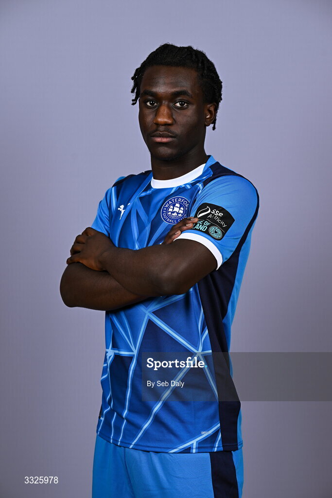21 January 2026; Mo Oladiti during a Waterford FC squad portraits session at the SETU Arena in Carriganore, Waterford. Photo by Seb Daly/Sportsfile