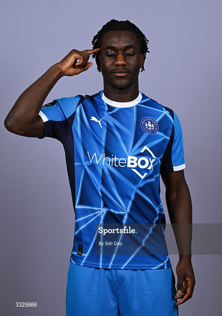 21 January 2026; Mo Oladiti during a Waterford FC squad portraits session at the SETU Arena in Carriganore, Waterford. Photo by Seb Daly/Sportsfile
