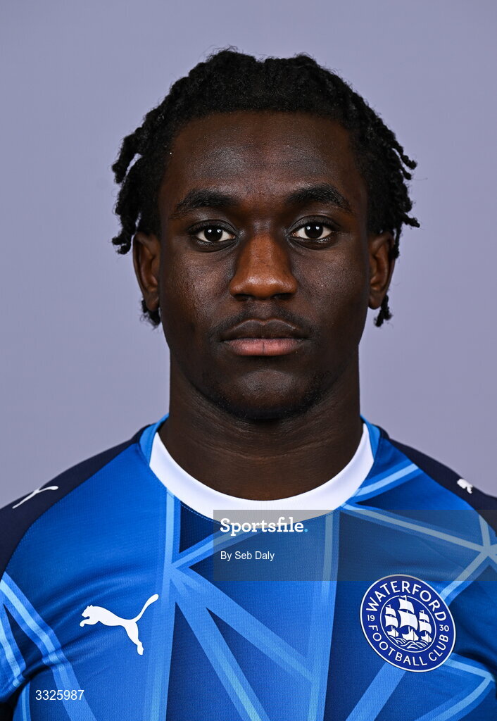 21 January 2026; Mo Oladiti during a Waterford FC squad portraits session at the SETU Arena in Carriganore, Waterford. Photo by Seb Daly/Sportsfile