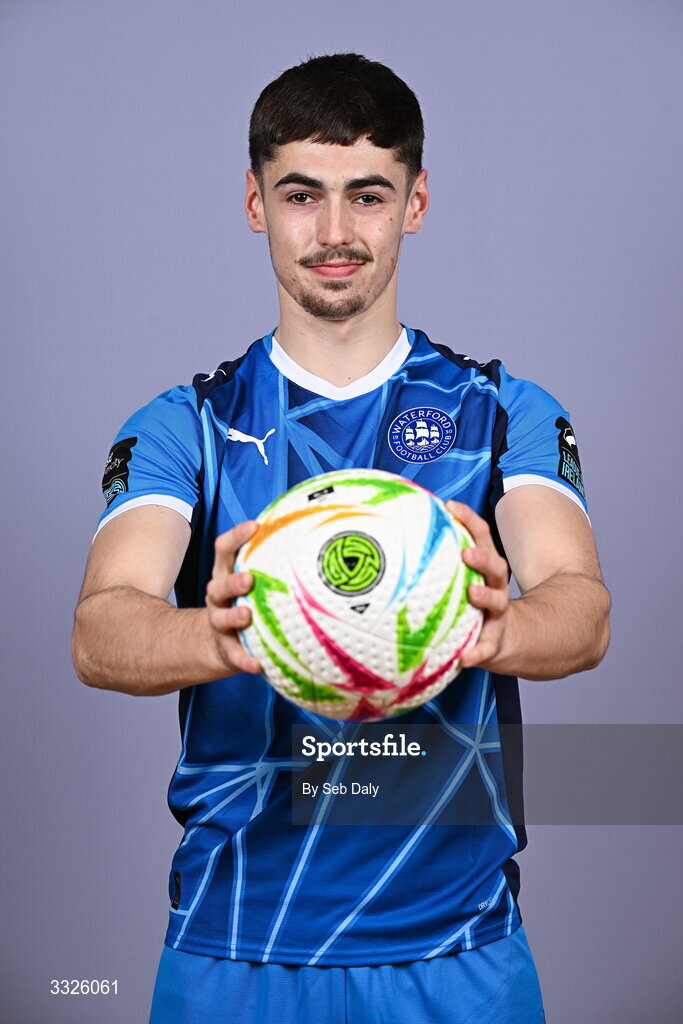 21 January 2026; Ronan Mansfield during a Waterford FC squad portraits session at the SETU Arena in Carriganore, Waterford. Photo by Seb Daly/Sportsfile