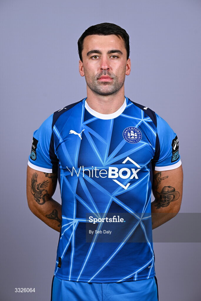 21 January 2026; John Mahon during a Waterford FC squad portraits session at the SETU Arena in Carriganore, Waterford. Photo by Seb Daly/Sportsfile