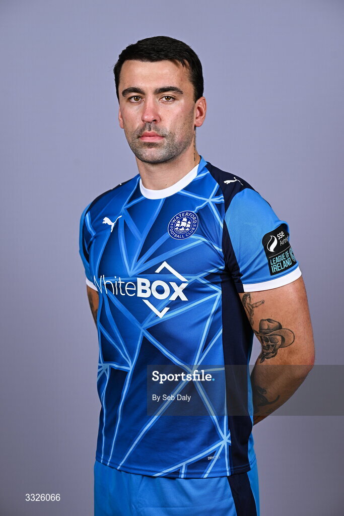 21 January 2026; John Mahon during a Waterford FC squad portraits session at the SETU Arena in Carriganore, Waterford. Photo by Seb Daly/Sportsfile