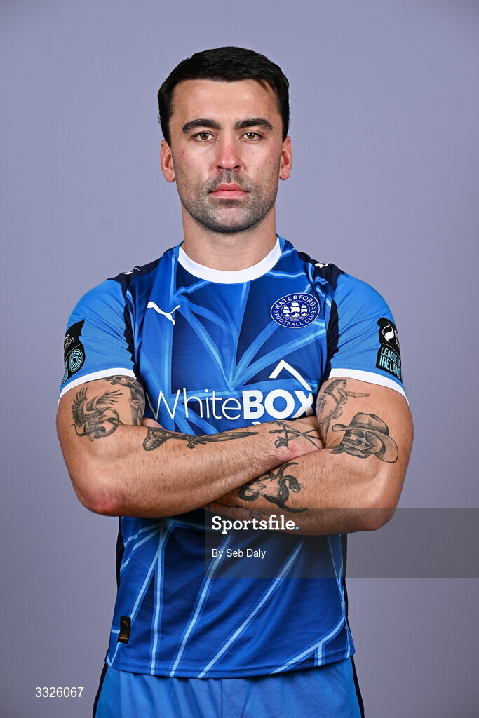 21 January 2026; John Mahon during a Waterford FC squad portraits session at the SETU Arena in Carriganore, Waterford. Photo by Seb Daly/Sportsfile