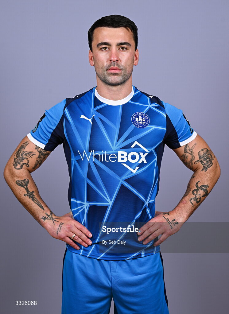 21 January 2026; John Mahon during a Waterford FC squad portraits session at the SETU Arena in Carriganore, Waterford. Photo by Seb Daly/Sportsfile