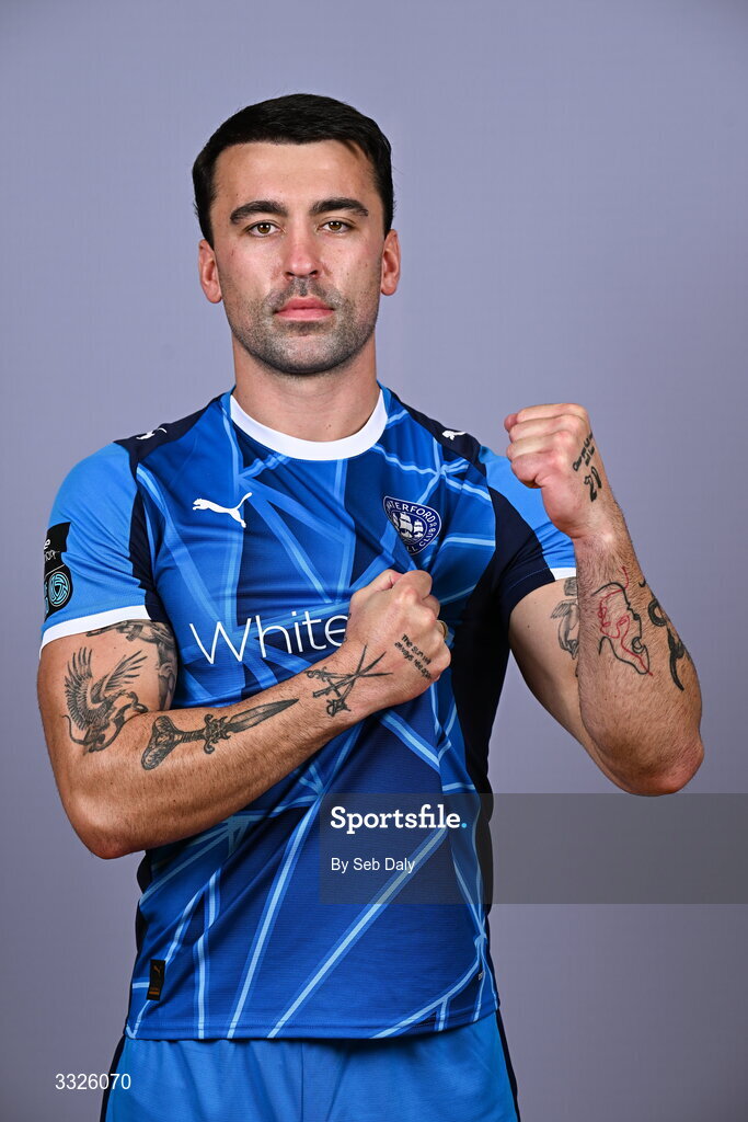 21 January 2026; John Mahon during a Waterford FC squad portraits session at the SETU Arena in Carriganore, Waterford. Photo by Seb Daly/Sportsfile