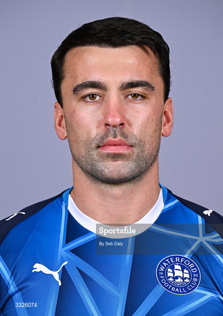 21 January 2026; John Mahon during a Waterford FC squad portraits session at the SETU Arena in Carriganore, Waterford. Photo by Seb Daly/Sportsfile