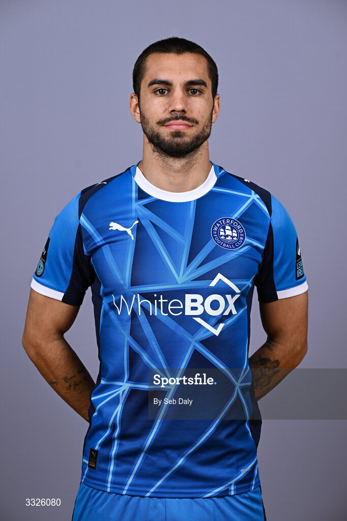21 January 2026; Jordan Faria during a Waterford FC squad portraits session at the SETU Arena in Carriganore, Waterford. Photo by Seb Daly/Sportsfile