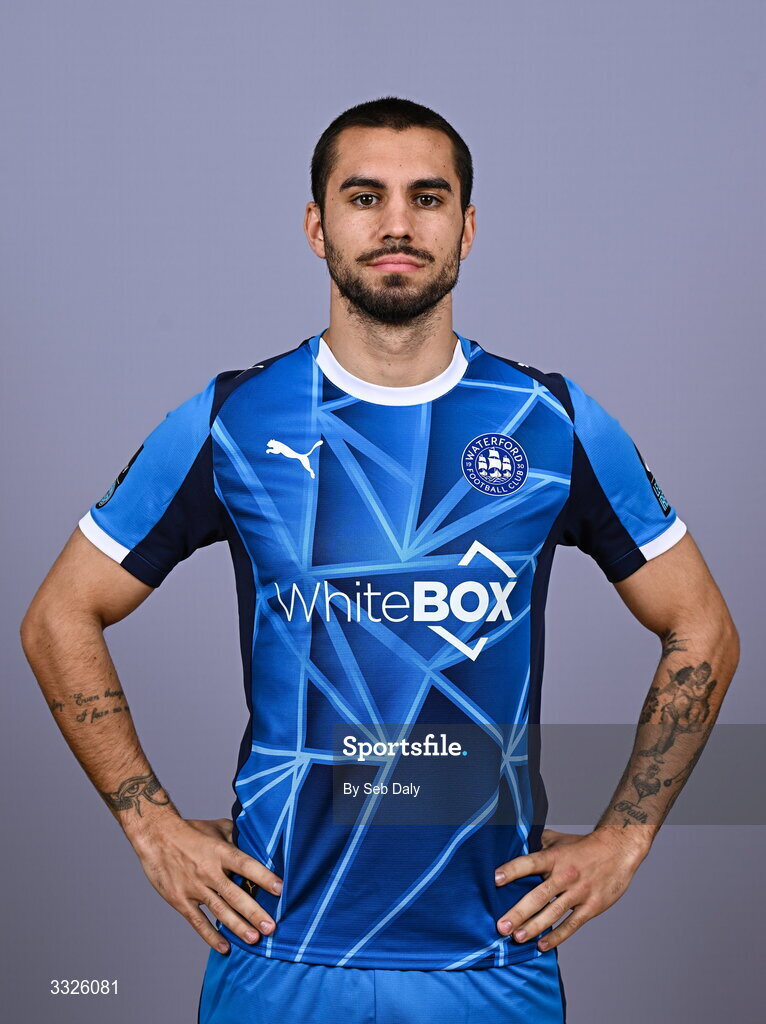 21 January 2026; Jordan Faria during a Waterford FC squad portraits session at the SETU Arena in Carriganore, Waterford. Photo by Seb Daly/Sportsfile