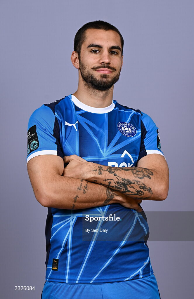 21 January 2026; Jordan Faria during a Waterford FC squad portraits session at the SETU Arena in Carriganore, Waterford. Photo by Seb Daly/Sportsfile