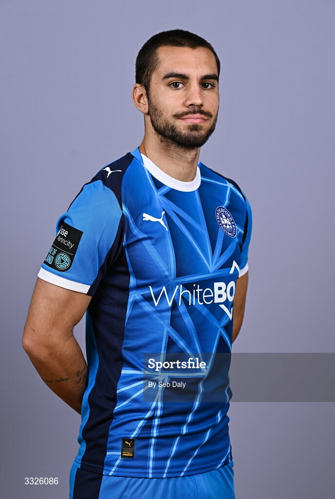 21 January 2026; Jordan Faria during a Waterford FC squad portraits session at the SETU Arena in Carriganore, Waterford. Photo by Seb Daly/Sportsfile