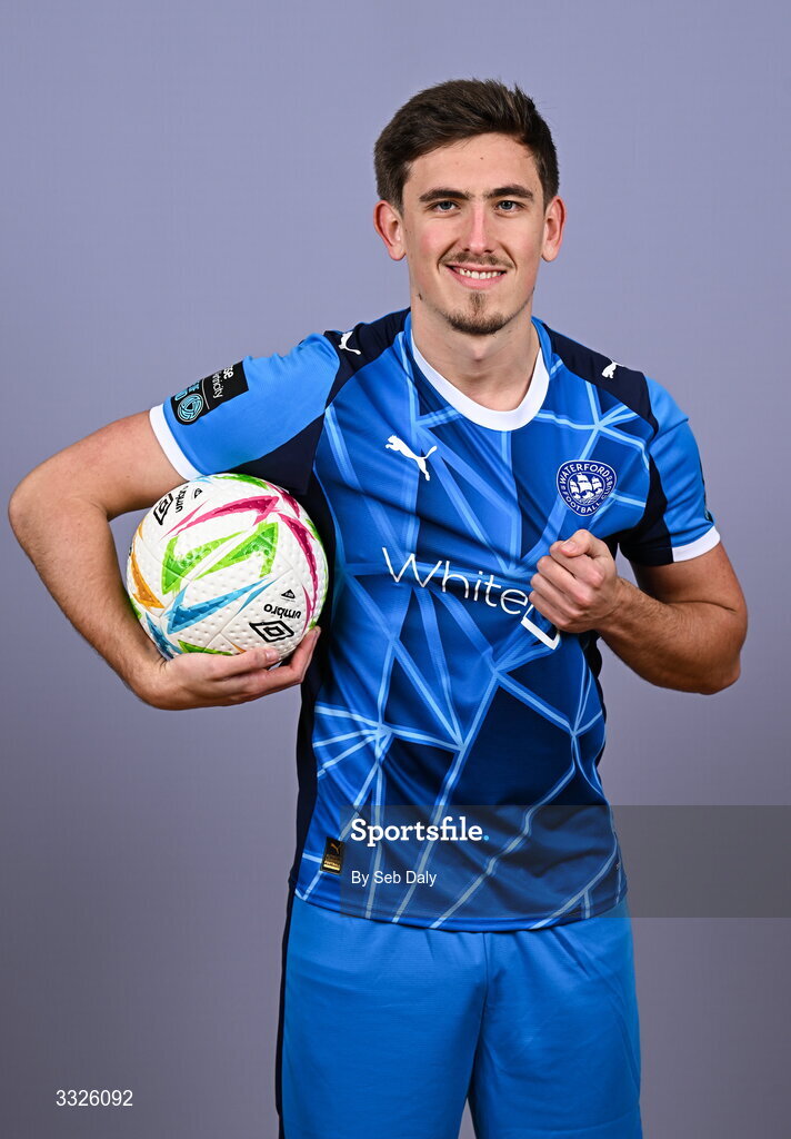 21 January 2026; Finlay Armstrong during a Waterford FC squad portraits session at the SETU Arena in Carriganore, Waterford. Photo by Seb Daly/Sportsfile
