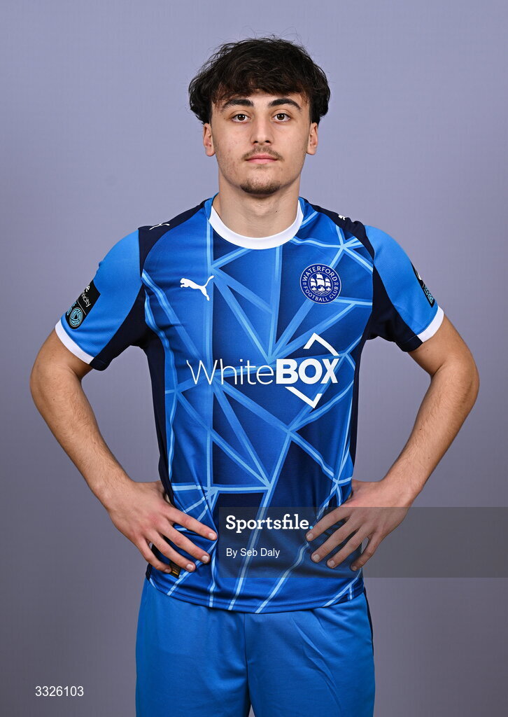 21 January 2026; Orion Cala during a Waterford FC squad portraits session at the SETU Arena in Carriganore, Waterford. Photo by Seb Daly/Sportsfile