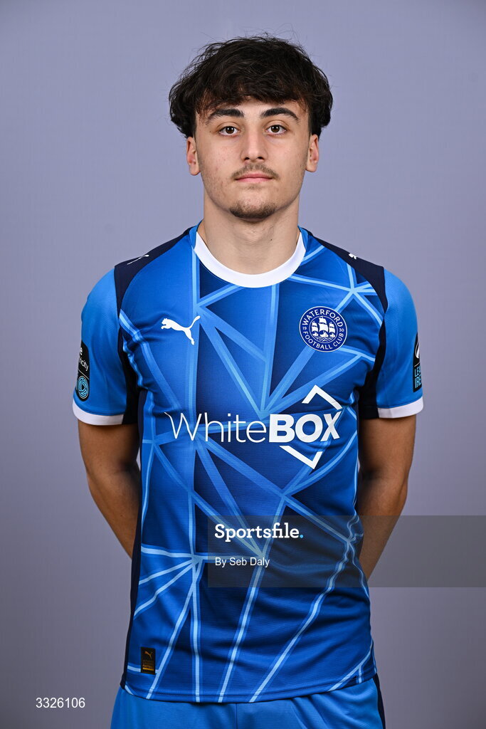 21 January 2026; Orion Cala during a Waterford FC squad portraits session at the SETU Arena in Carriganore, Waterford. Photo by Seb Daly/Sportsfile