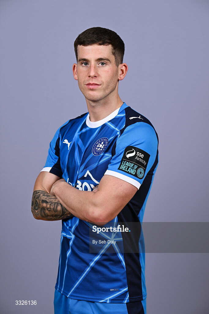 21 January 2026; Evan McLaughlin during a Waterford FC squad portraits session at the SETU Arena in Carriganore, Waterford. Photo by Seb Daly/Sportsfile