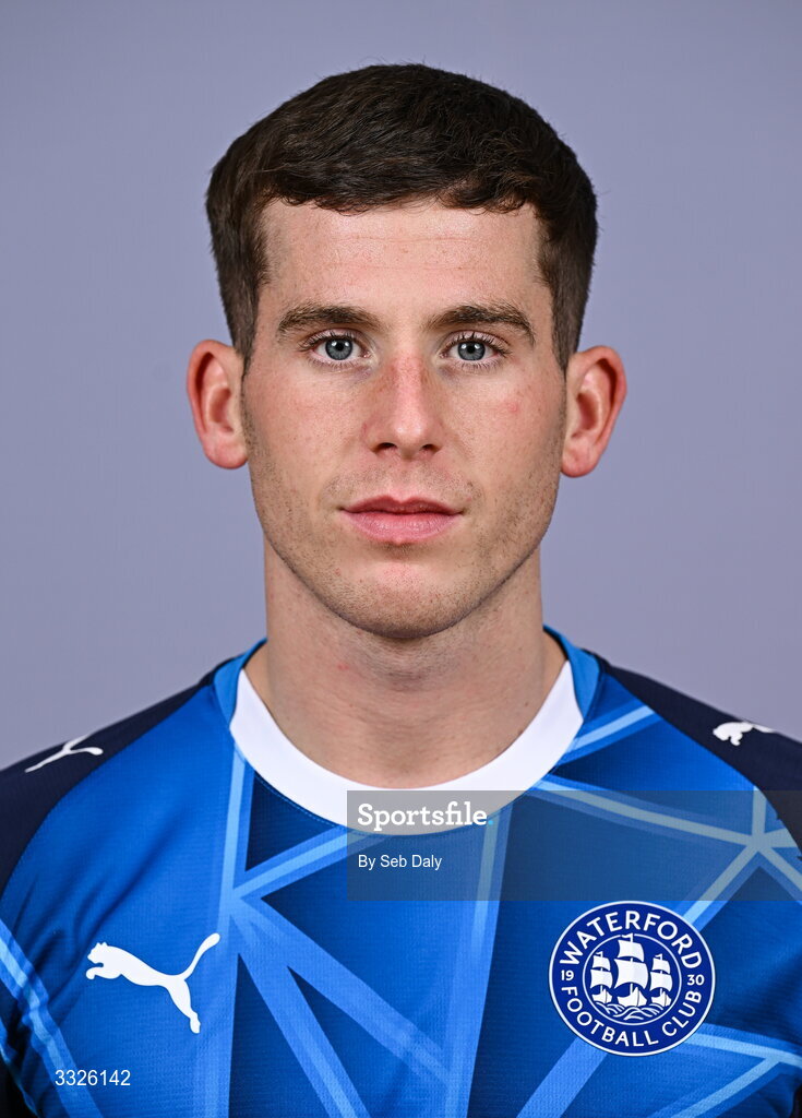 21 January 2026; Evan McLaughlin during a Waterford FC squad portraits session at the SETU Arena in Carriganore, Waterford. Photo by Seb Daly/Sportsfile