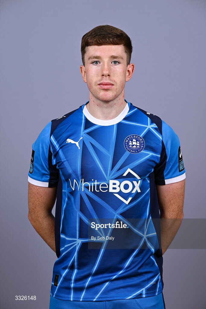 21 January 2026; Sam Glenfield during a Waterford FC squad portraits session at the SETU Arena in Carriganore, Waterford. Photo by Seb Daly/Sportsfile