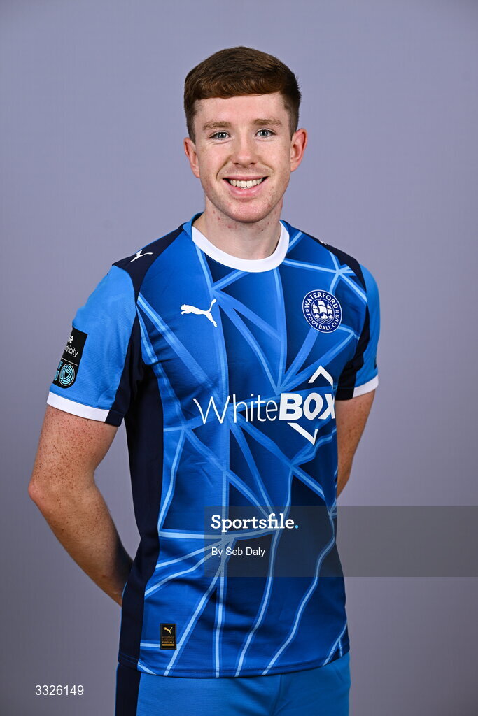 21 January 2026; Sam Glenfield during a Waterford FC squad portraits session at the SETU Arena in Carriganore, Waterford. Photo by Seb Daly/Sportsfile