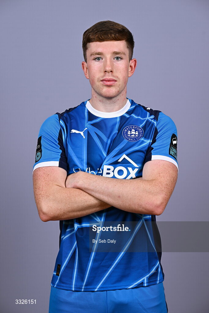 21 January 2026; Sam Glenfield during a Waterford FC squad portraits session at the SETU Arena in Carriganore, Waterford. Photo by Seb Daly/Sportsfile
