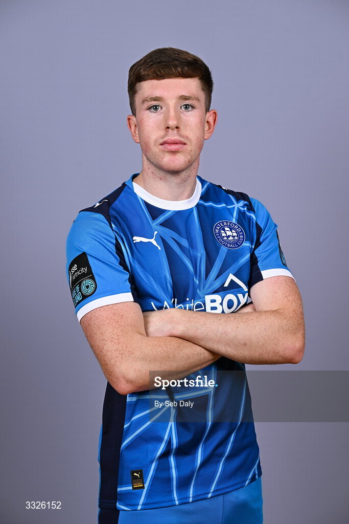 21 January 2026; Sam Glenfield during a Waterford FC squad portraits session at the SETU Arena in Carriganore, Waterford. Photo by Seb Daly/Sportsfile