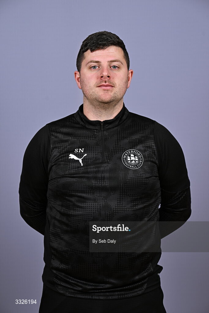 21 January 2026; Head of performance analysis Shane Nolan during a Waterford FC squad portraits session at the SETU Arena in Carriganore, Waterford. Photo by Seb Daly/Sportsfile