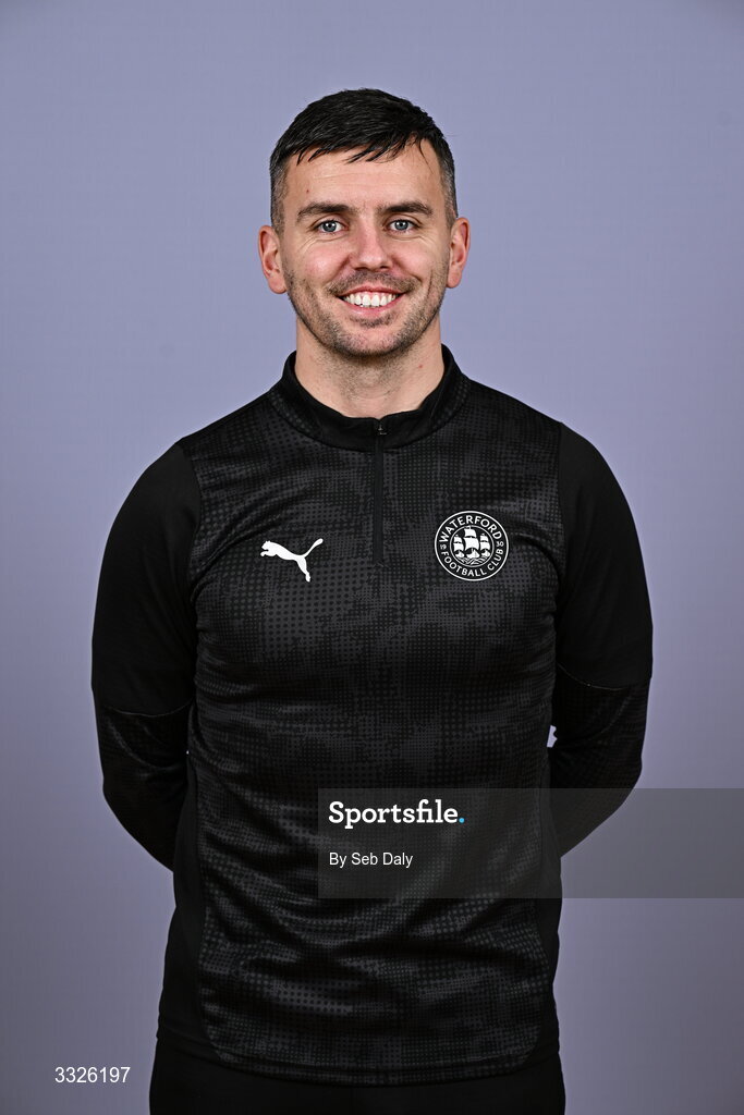 21 January 2026; Physiotherapist David Browne during a Waterford FC squad portraits session at the SETU Arena in Carriganore, Waterford. Photo by Seb Daly/Sportsfile