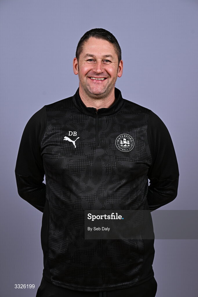 21 January 2026; Coach David Breen during a Waterford FC squad portraits session at the SETU Arena in Carriganore, Waterford. Photo by Seb Daly/Sportsfile
