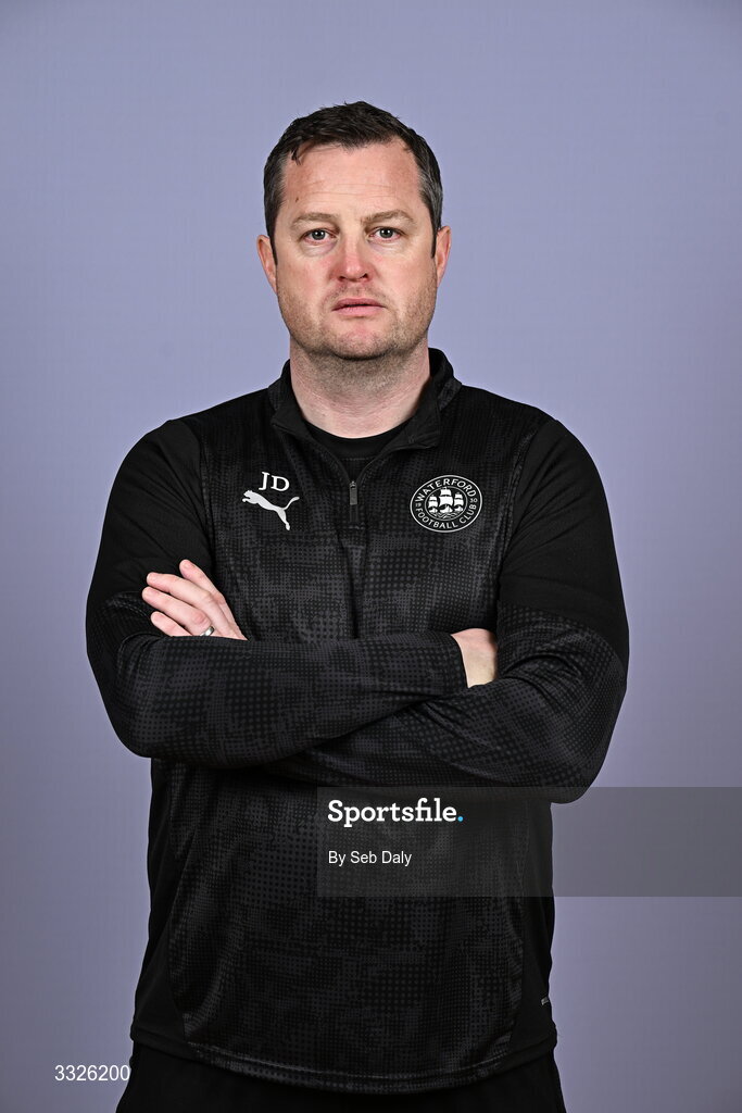 21 January 2026; Head coach Jon Daly during a Waterford FC squad portraits session at the SETU Arena in Carriganore, Waterford. Photo by Seb Daly/Sportsfile
