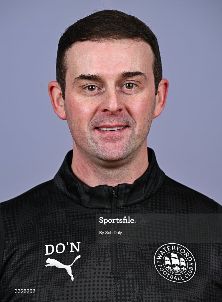 21 January 2026; Head of medical Derek O’Neill during a Waterford FC squad portraits session at the SETU Arena in Carriganore, Waterford. Photo by Seb Daly/Sportsfile