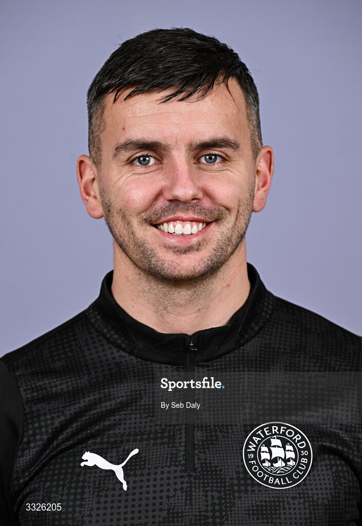 21 January 2026; Physiotherapist David Browne during a Waterford FC squad portraits session at the SETU Arena in Carriganore, Waterford. Photo by Seb Daly/Sportsfile