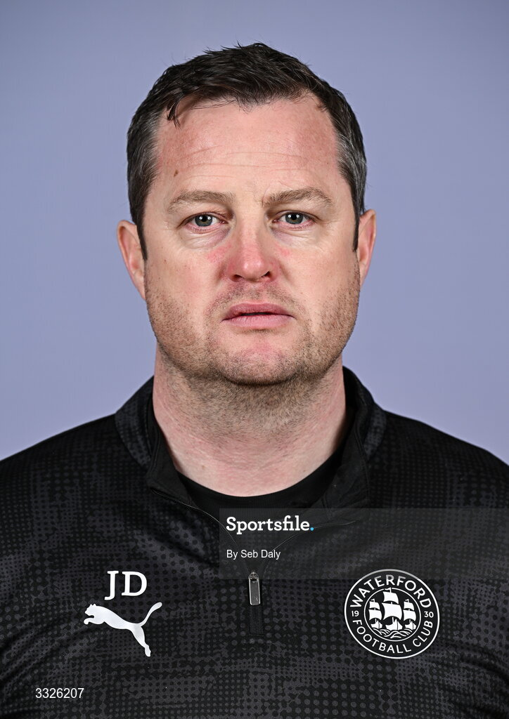 21 January 2026; Head coach Jon Daly during a Waterford FC squad portraits session at the SETU Arena in Carriganore, Waterford. Photo by Seb Daly/Sportsfile