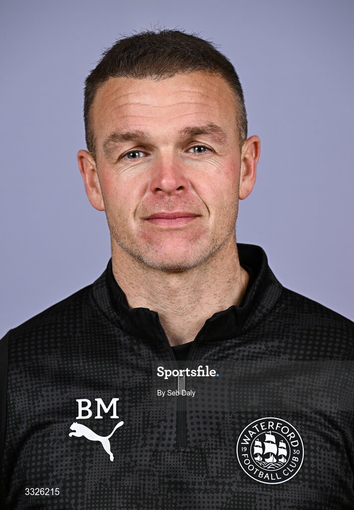 21 January 2026; Goalkeeping coach Brian Murphy during a Waterford FC squad portraits session at the SETU Arena in Carriganore, Waterford. Photo by Seb Daly/Sportsfile