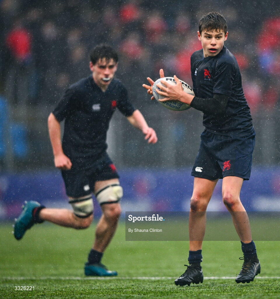 22 January 2026; James Clinch of Wesley College during the Bank of Ireland Leinster Rugby Boys Schools Fr Godfrey Cup semi-final match between Wesley College and CUS at Energia Park in Dublin. Photo by Shauna Clinton/Sportsfile