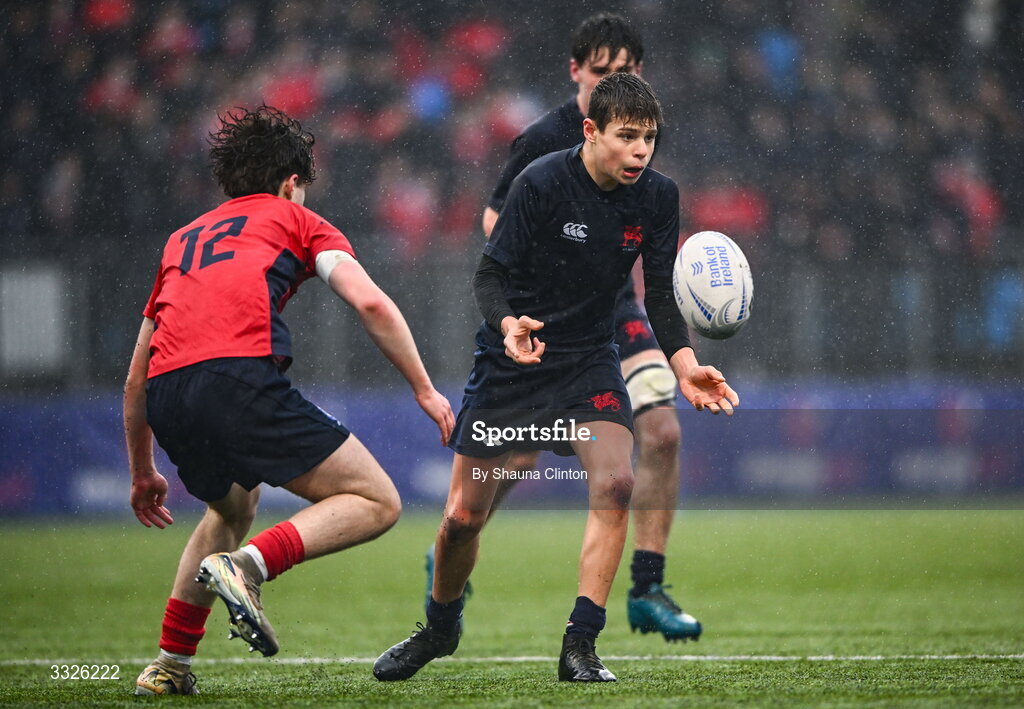 22 January 2026; James Clinch of Wesley College during the Bank of Ireland Leinster Rugby Boys Schools Fr Godfrey Cup semi-final match between Wesley College and CUS at Energia Park in Dublin. Photo by Shauna Clinton/Sportsfile