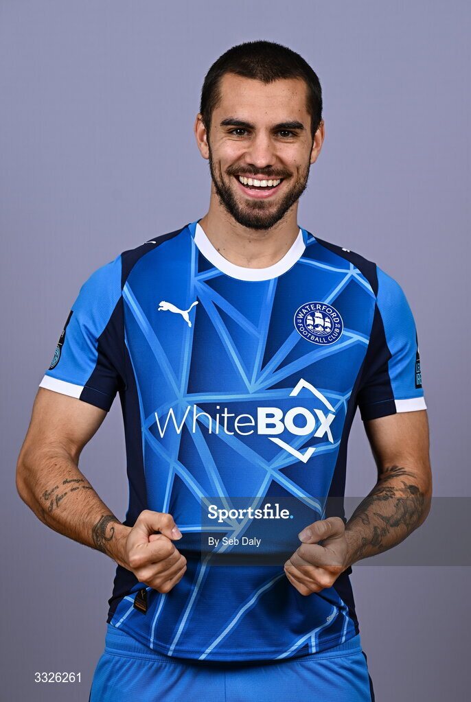 21 January 2026; Jordan Faria during a Waterford FC squad portraits session at the SETU Arena in Carriganore, Waterford. Photo by Seb Daly/Sportsfile