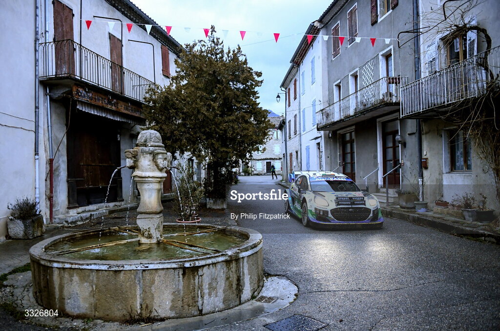 23 January 2026; Ireland's Joshua McErlean and Eoin Treacy compete in their Ford Puma Rally1 during day three of the FIA World Rally Championship Round One in Monte Carlo, France. Photo by Philip Fitzpatrick/Sportsfile