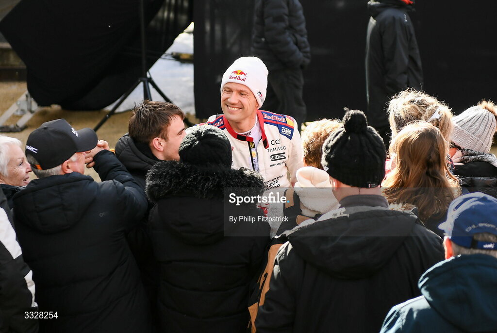25 January 2026; Sébastien Ogier with the supporters after the day five of the FIA World Rally Championship Round One in Monte Carlo, France. Photo by Philip Fitzpatrick/Sportsfile