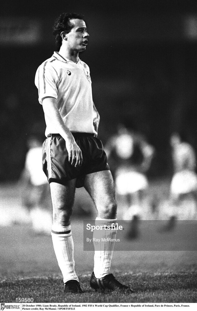 28 October 1980; Liam Brady, Republic of Ireland. 1982 FIFA World Cup Qualifier, France v Republic of Ireland, Parc de Princes, Paris, France. Picture credit; Ray McManus / SPORTSFILE