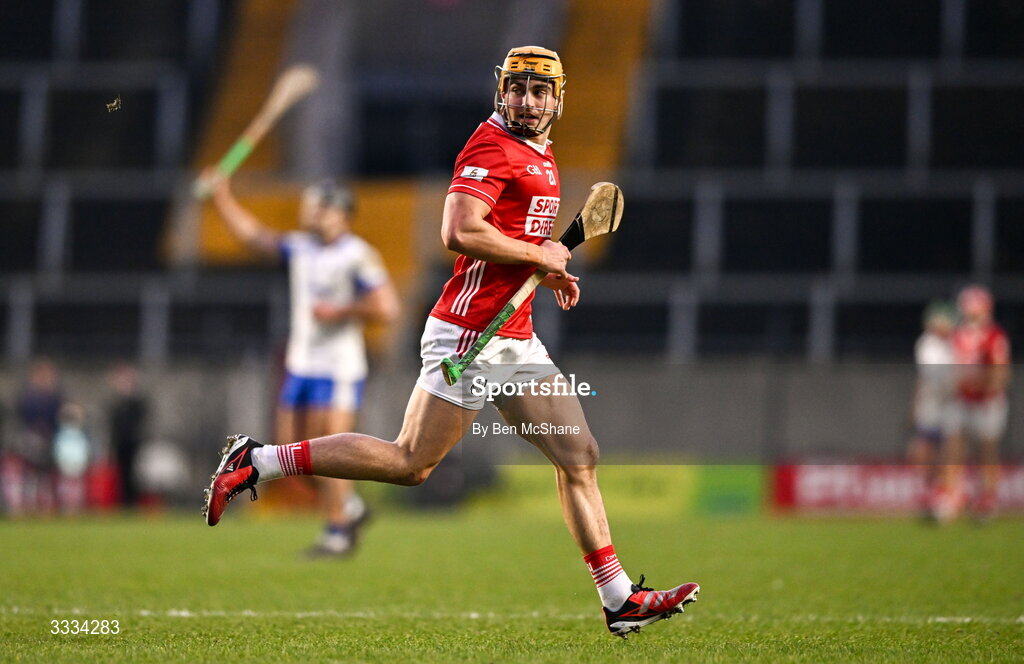 25 January 2026; Micheál Mullins of Cork during the Allianz Hurling League Division 1A match between Cork and Waterford at SuperValu Páirc Uí Chaoimh in Cork. Photo by Ben McShane/Sportsfile