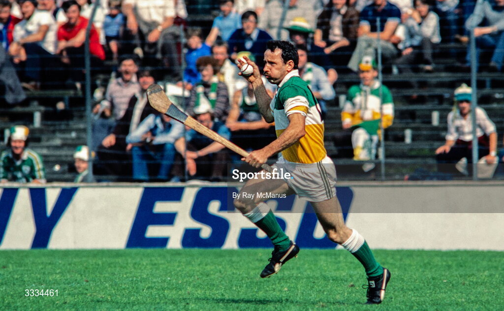 21 June 1981; Johnny Flaherty of Offaly in action during the Leinster Senior Hurling Championship Semi-Final match between Offaly and Laois at Croke Park in Dublin. Photo by Ray McManus/Sportsfile