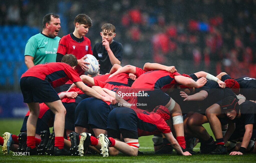 22 January 2026; Danny O'Brien of CUS during the Bank of Ireland Leinster Rugby Boys Schools Fr Godfrey Cup semi-final match between Wesley College and CUS at Energia Park in Dublin. Photo by Shauna Clinton/Sportsfile
