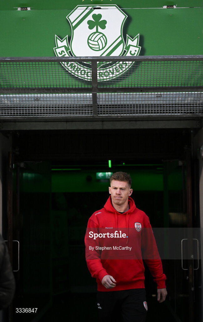 31 January 2026; James McClean of Derry City before the 2026 Men's President's Cup final match between Shamrock Rovers and Derry City at Tallaght Stadium in Dublin. Photo by Stephen McCarthy/Sportsfile
